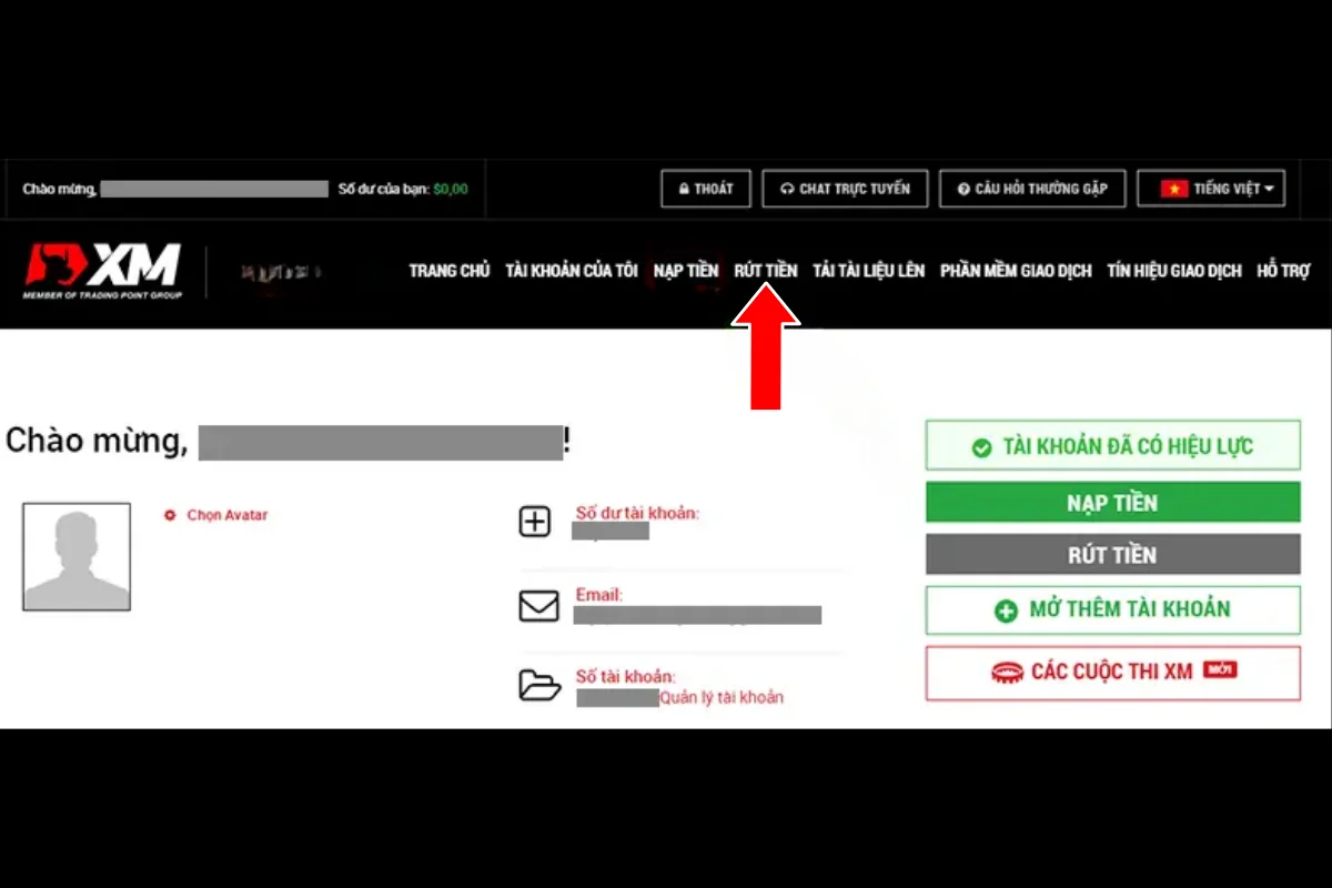 rút tiền XM